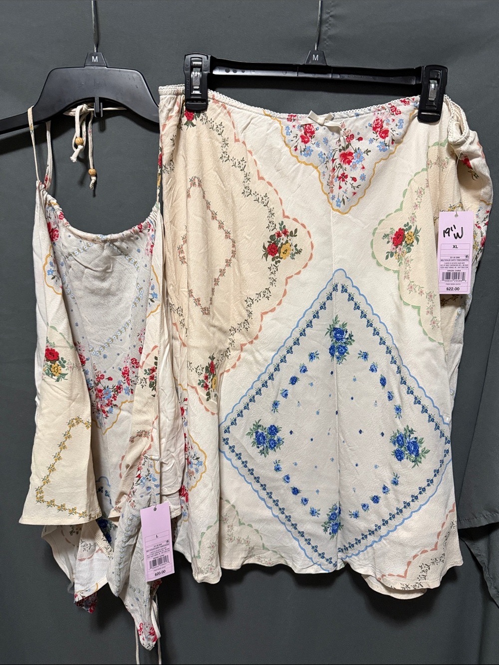 Wild Fable Cream Floral Patchwork Tank & Skirt Set